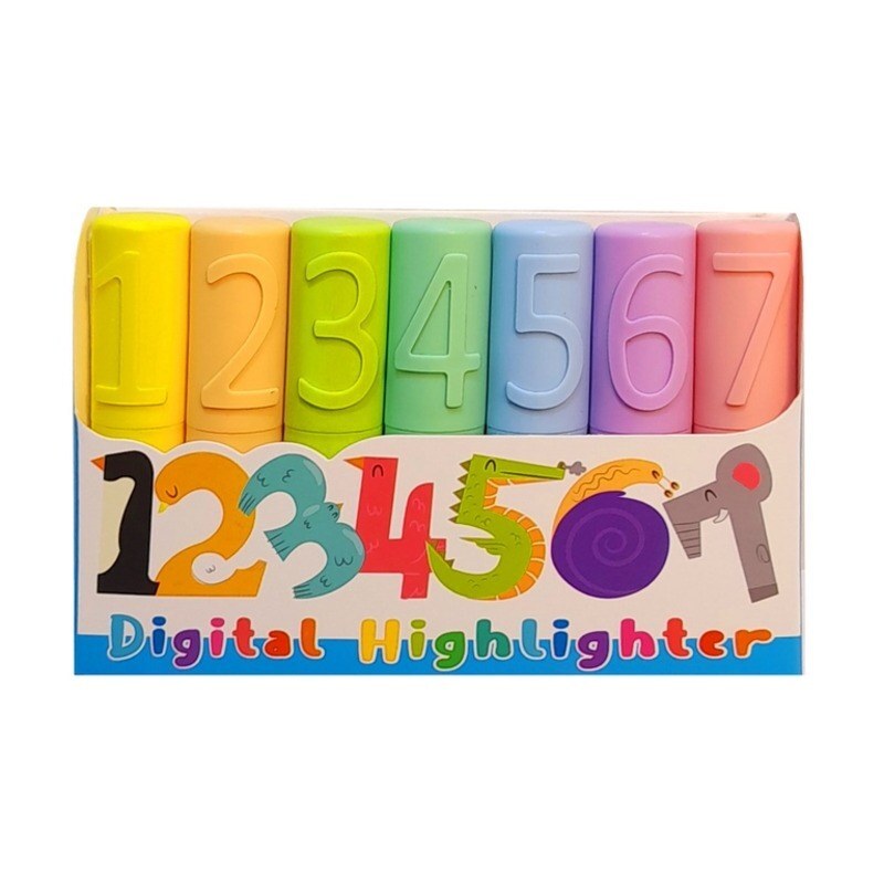 ماژیک هایلایت 7 رنگ فانتزی طرح اعداد (تک عددی)