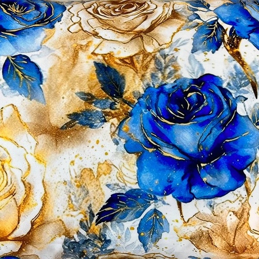 روبالشی یک جفت طرح گل آبی طلایی مخمل 50 در 70