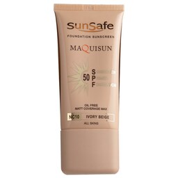 ضد آفتاب کرم پودری و پرایمری سان سیف مدل Maquisun Spf50 حجم 40 میل رنگ بژ عاجی