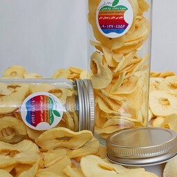 میوه خشک سیب 100 گرمی چارفصل با کیفیت عالی و بسته بندی شیک شیشه ای