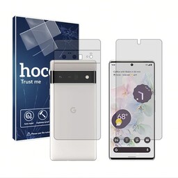 گلس تمام صفحه و فول چسب شفاف برند هوکو مخصوص موبایل گوگل Pixel 6 Pro  به همراه محافظ پشت               