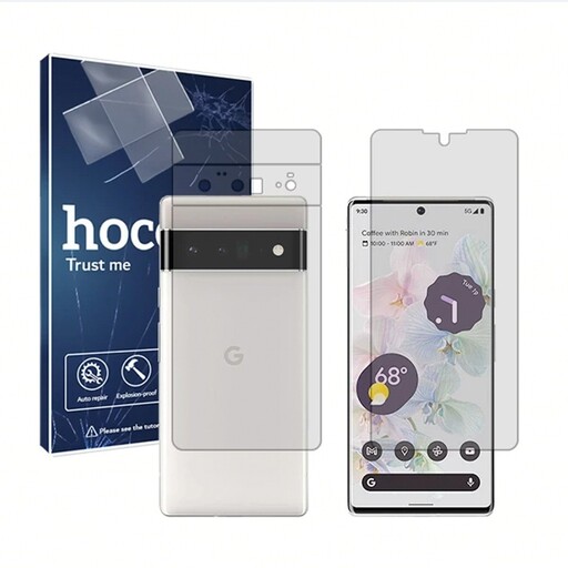 گلس تمام صفحه و فول چسب شفاف برند هوکو مخصوص موبایل گوگل Pixel 6 Pro  به همراه محافظ پشت             