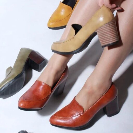 کفش زنانه مجلسی پاشنه هفت سانت طرح چوب، کفش زنانه مدل چوبی 