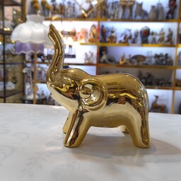 اکسسوری مجسمه فیل طلایی ، فیل سرامیکی آبکاری شده ، مجسمه فیل