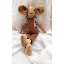 عروسک موش دستساز پارچه ای پدر مناسب سیسمونی نوزاد واتاق کودک،دیزاین اتاق کودک با قد حدود 45 سانت