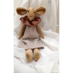 عروسک موش دستساز پارچه ای مادر مناسب سیسمونی نوزاد واتاق کودک،دیزاین اتاق کودک با قد حدود 45 سانت