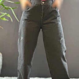 شلوار زنانه بگ جین قد105رنگ ذغالی و مشکی سایز38تا48