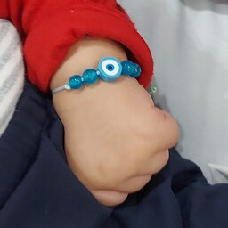 دستبند کودکانه دستبند بچه گانه دستبند نوزادی چشم زخم یا چشم نظر با وزن کم و قابل تغییر در سایز  کودکانه بچه گانه