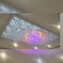 لوستر مدرن سقفی طرح مستطیل وسط دایره تنظیم سه حالت نوری سلیقه مشتری