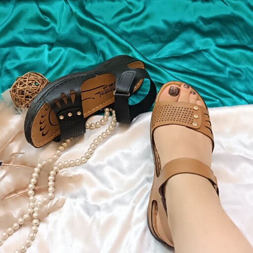 کفش زنانه تابستانی-ارسال رایگان-مشکی-نسکافه ای-سایزبندی 37 تا 40
