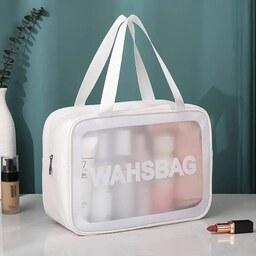 کیف لوازم آرایشی و بهداشتی ضد آب سایز بزرگ برند WASHBAG رنگ سفید