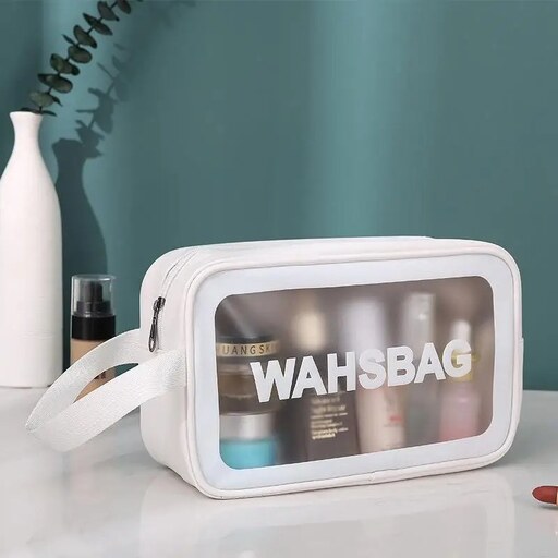 کیف لوازم آرایشی و بهداشتی ضد آب سایز متوسط برند WASHBAG رنگ سفید