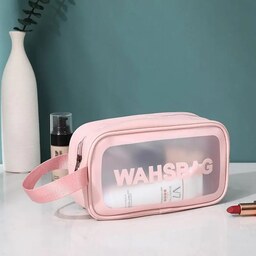 کیف لوازم آرایشی و بهداشتی ضد آب سایز کوچک برند WASHBAG رنگ صورتی