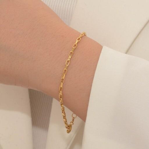 دستبند آجری طرح طلا زنانه جنس استیل رنگ ثابت ضدحساسیت 