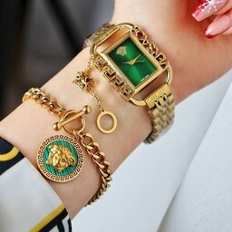 ست زنانه ساعت مچی ورساچ همراه دستبند ورساچه شیک و زیبا رنگ ثابت کد 87 ع  رنگ سبزکد 83 