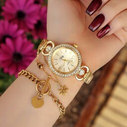 ست دخترانه ست شیک ساعت و دستبند رنگ ثابت طرح زیبا مناسب کادو هدیه دادن و مصرف شخصی 