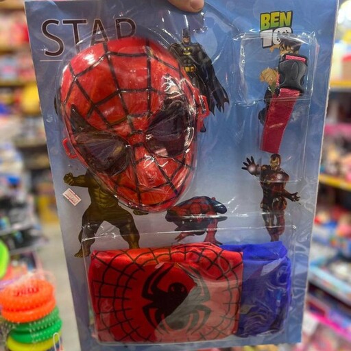 لباس و تنپوش کارتونی مرد عنکبوتی سایز L  لارج اسپایدرمن به همراه نقاب 