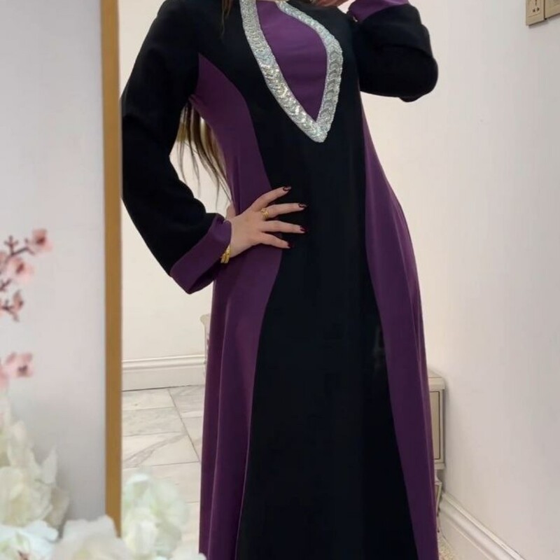 پیراهن مانتویی ماکسی بلند حجابی جنس ابروبادی از سایز 38 تا 54