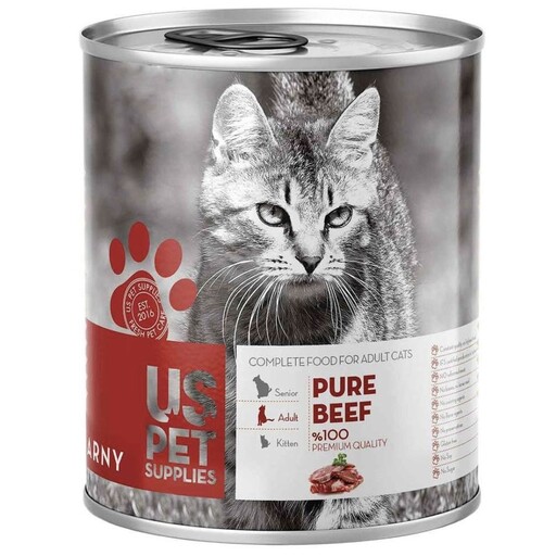 کنسرو 400 گرمی گربه Us Pet با طعم گوشت گوساله