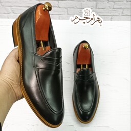کفش کالج مردانه  چرم طبیعی دست دوز(مدل کاپری کلاسیک مشکی)ارسال رایگان 