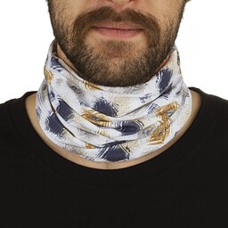 دستمال سر و گردن کوهنوردی اسکارف تابستانی پاور ایکس طرحدار سوزنی هد گیر BRS  سفید سرمه ای 