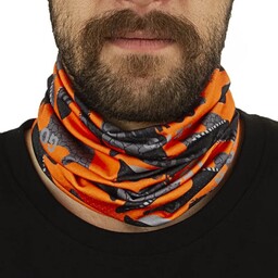  دستمال سر و گردن کوهنوردی اسکارف تابستانی طرحدار سوزنی هد گیر BRS ABS  نارنجی طوسی
