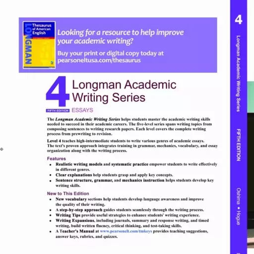 کتاب لانگمن اکادمیک رایتینگLongman Academic Writing Series 4 -  5th Edition Essays QR