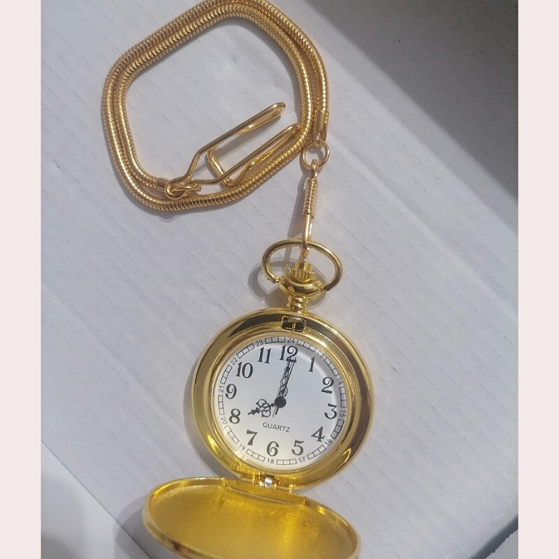 ساعت جیبی زنجیرماری مدل   استیل درجه یک رنگ طلایی