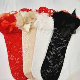 جوراب دخترانه توری پاپیون دار در رنگ های مختلف( لطفا قبل از ثبت سفارش موجودی بگیرید)