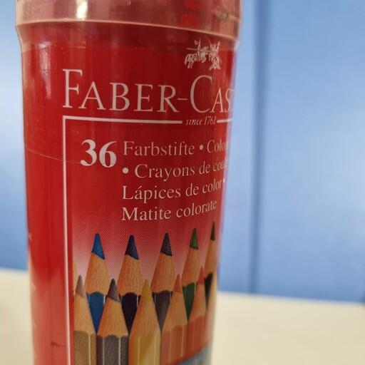 مداد رنگی 36 تایی فابر کاستل جعبه فلزی استوانه ای