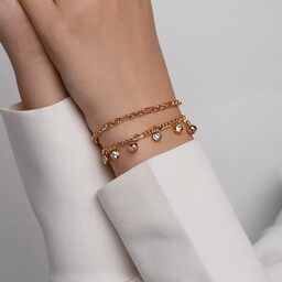 دستبند ژوپینگ آویزدار طلایی