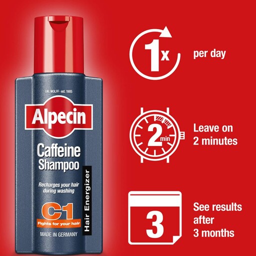 شامپو ضد ریزش مو آلپسین حاوی کافئین مدل C1 (Alpecin Caffeine c1) حجم 250 میل