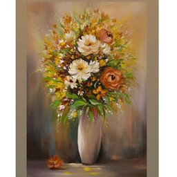 نقاشی رنگ روغن 40در60 گل و گلدون 