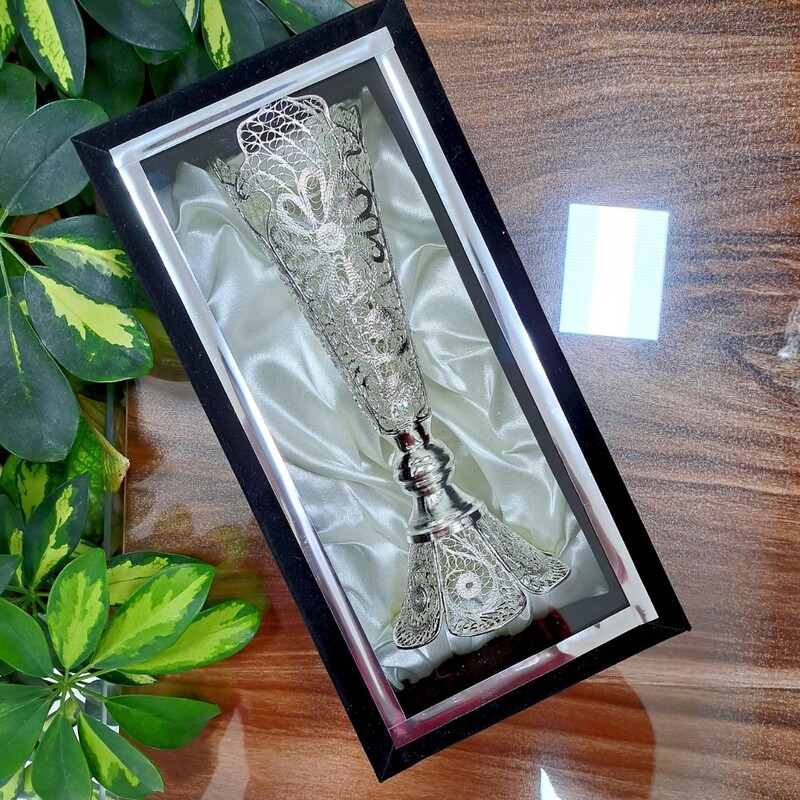 گلدان ملیله کاری با آبکاری نقره به همراه باکس هدیه نفیس(خرید مستقیم و بدون واسطه از تولیدی)