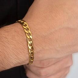 دستبند مردانه استیل کارتیر زنجیر رنگ ثابت طلایی