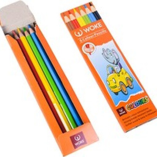 مداد رنگی 6 رنگ بلند ووک woke جعبه مقوایی