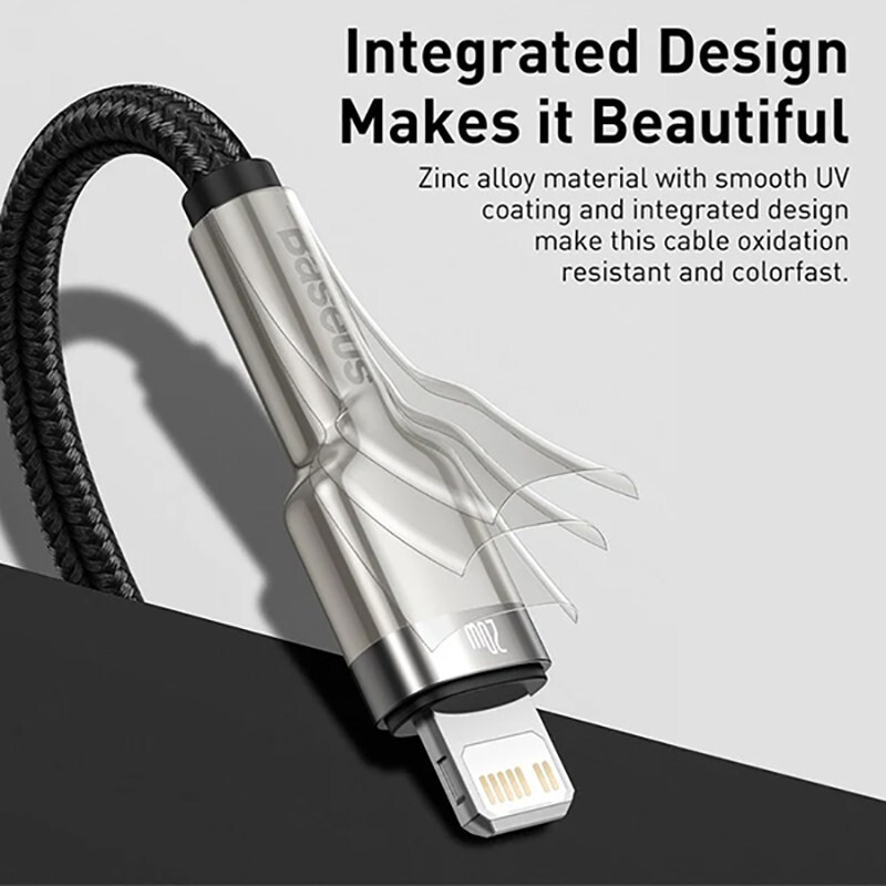 کابل تبدیل USB-C به لایتنینگ باسئوس مدل Cafule Series Metal Data Cable  CATLJK_2001W طول 0.25 متر