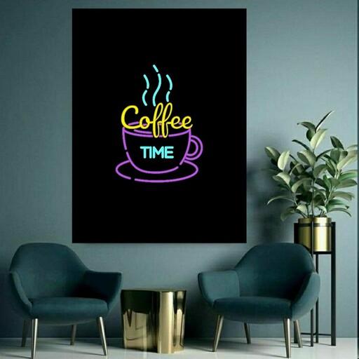 پوستر دیواری طرح فنجان قهوه مدل نئون کد FP1051