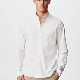 پیراهن آستین بلند مردانه رصان سفید مانگو 37014016