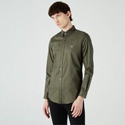 پیراهن آستین بلند مردانه رصان سبز لاکوست CH2231