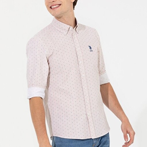 پیراهن آستین بلند مردانه رصان بژ برند u s polo assn G081SZ004.000.1377623