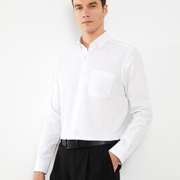 پیراهن آستین بلند مردانه رصان سفید السی وایکیکی S31980Z8