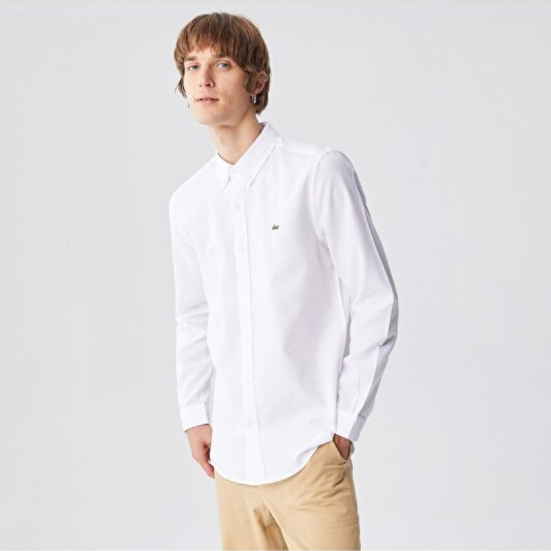 پیراهن آستین بلند مردانه رصان سفید لاکوست CH2241