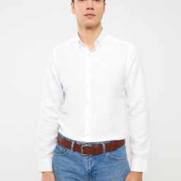 پیراهن آستین بلند مردانه رصان سفید السی وایکیکی S3AQ15Z8