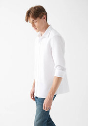 پیراهن آستین بلند مردانه رصان سفید ماوی 0210428
