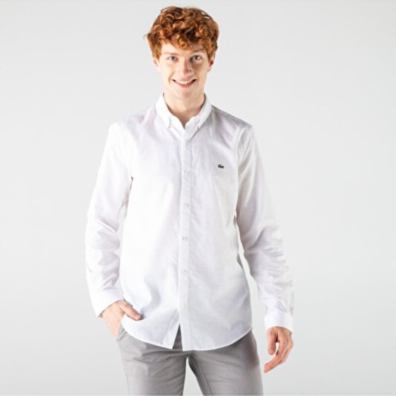 پیراهن آستین بلند مردانه رصان سفید لاکوست CH2268