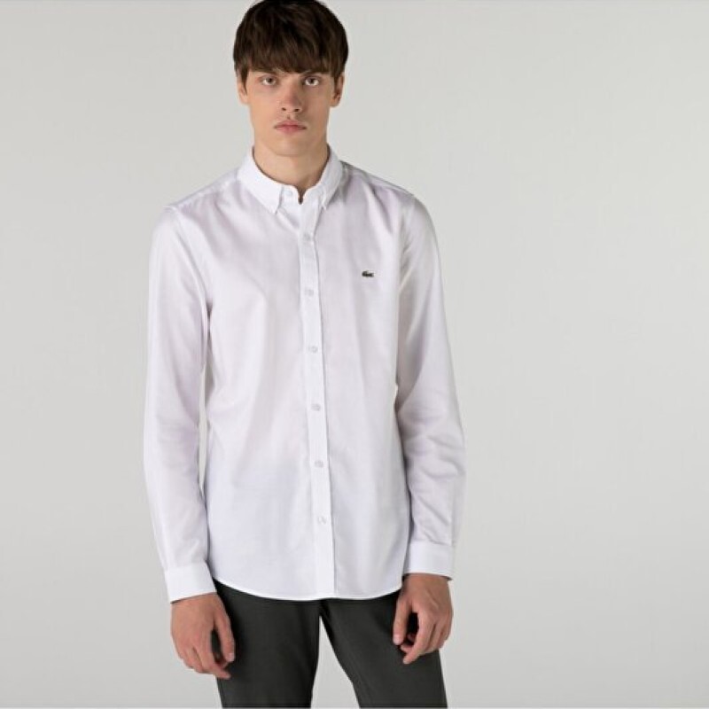 پیراهن آستین بلند مردانه رصان سفید لاکوست CH2235
