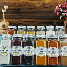 جا ادویه ای مکارتی(17سانتی) همراه با در نمک پاش و درب کانتینری و لیبل ضدآب، نارنجستان