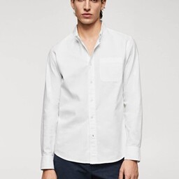 پیراهن آستین بلند مردانه رصان سفید مانگو 47010670