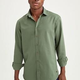 پیراهن آستین بلند مردانه رصان سبز دفکتو V0113AZ21AU